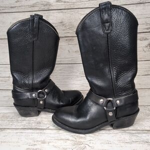 Double H Boot Company Thick Black Leather Harness Boots Women Size 7.5